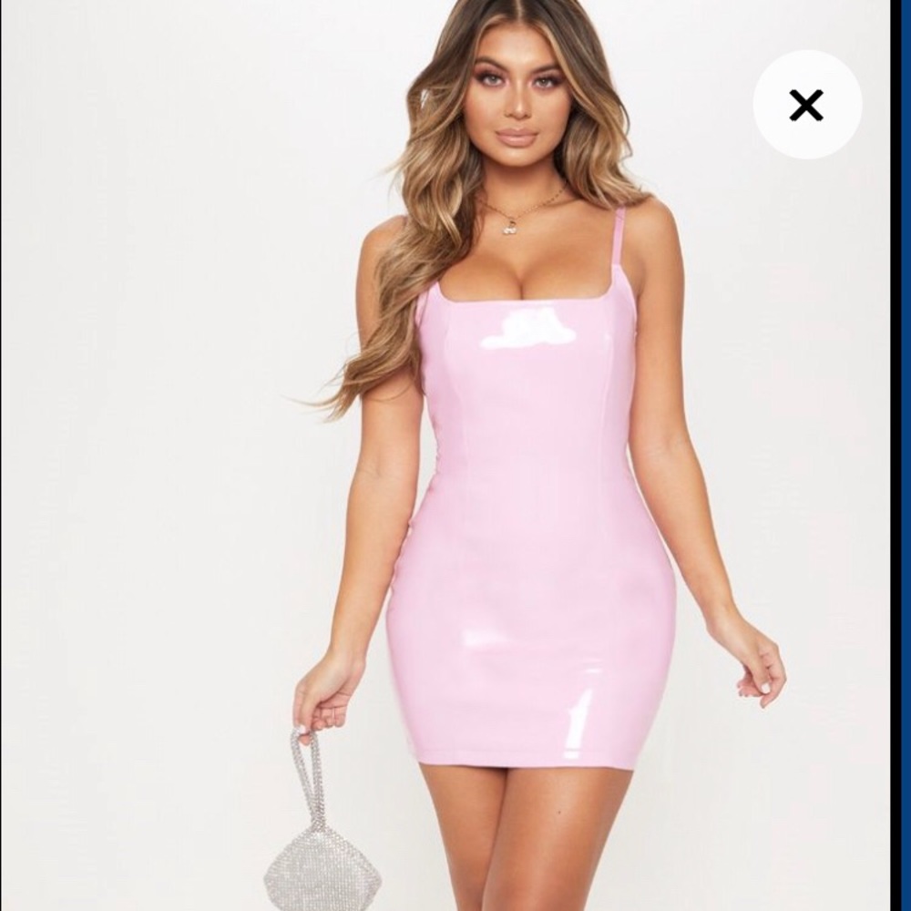 Baby Pink PU bodycon dress